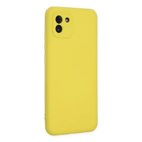Samsung Galaxy A03 Kılıf Nano İçi Kadife Silikon - Sarı