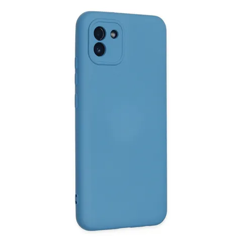 Samsung Galaxy A03 Kılıf Nano İçi Kadife Silikon - Mavi