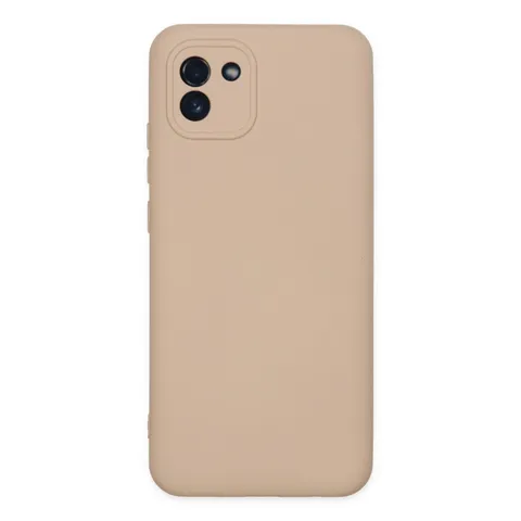 Samsung Galaxy A03 Kılıf Nano İçi Kadife Silikon - Pudra