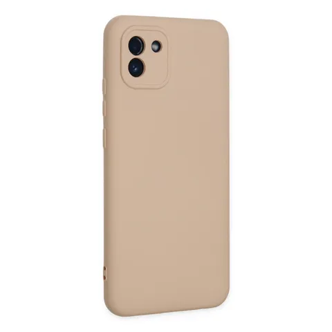 Samsung Galaxy A03 Kılıf Nano İçi Kadife Silikon - Pudra