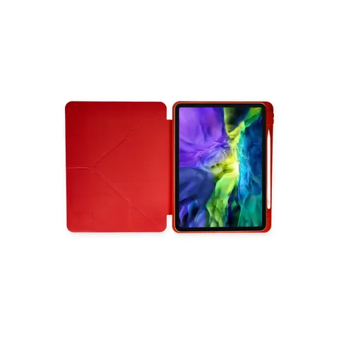 İpad 10.2 (8.nesil) Kılıf Kalemlikli Mars Tablet Kılıfı - Kırmızı