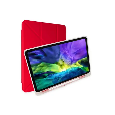 Samsung Galaxy P610 Tab S6 Lite 10.4 Kılıf Kalemlikli Mars Tablet Kılıfı - Kırmızı