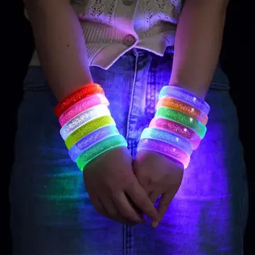 Sarı Led Işıklı Baskı Yapılabilen Pilli Bileklik Bilezik 1,5 Cm Genişlik