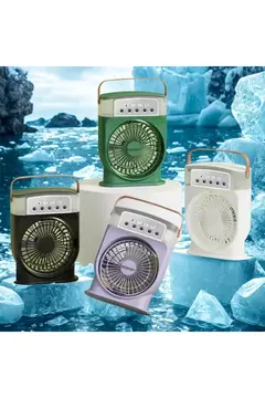 Şarjlı 600 Ml Su Hazneli Taşınabilir Masaüstü Vanilatör  Güçlü Fan Ve 2000 Mah Pil Yeşil