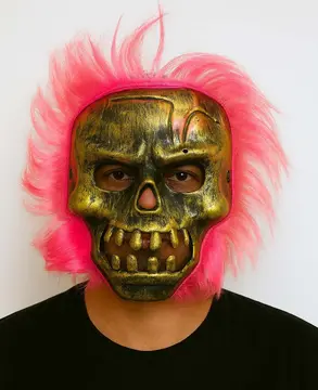 Wild Skull - Bakır Kafatası Sarı Saçlı İskelet Maske