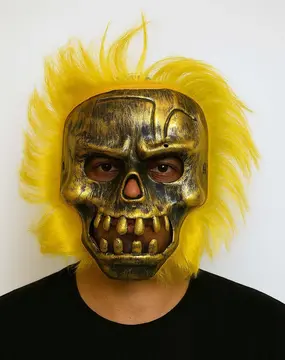 Wild Skull - Bakır Kafatası Sarı Saçlı İskelet Maske