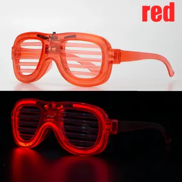Kırmızı Led Işıklı Parti Gözlüğü - Neon Glow Şerit Gözlük 3 Modlu