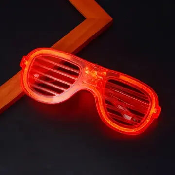 Kırmızı Led Işıklı Parti Gözlüğü - Neon Glow Şerit Gözlük 3 Modlu