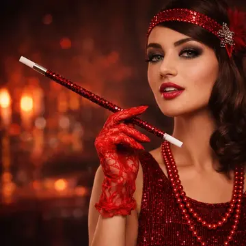 30 Cm Kırmızı Payetli  Tutacağı – 1920’ler Gatsby Parti Aksesuarı