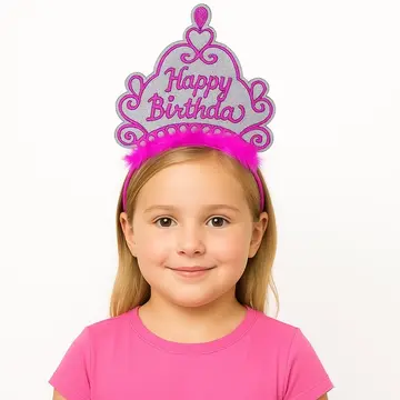 Sarı Happy Birthday Prenses Tacı – Doğum Günü Taç Aksesuarı