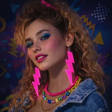 80’ler 9039lar Retro Neon Pembe Şimşek Küpe 10 Cm