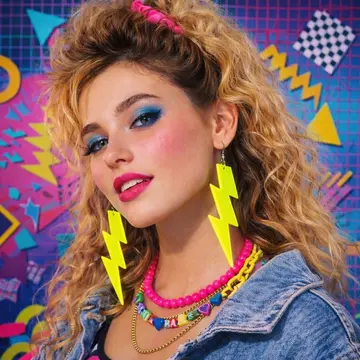 80’ler 9039lar Retro Neon Sarı Şimşek Küpe 10 Cm