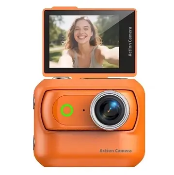 1080p Dijital Video Kamera (32gb) Kart Dijital Vlog Fotoğraf Makinesi  Türkçe  Turuncu