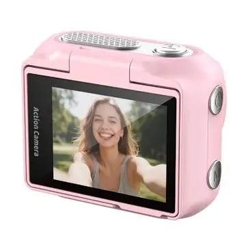 1080p Dijital Video Kamera (32gb) Kart Dijital Vlog Fotoğraf Makinesi  Türkçe Pembe