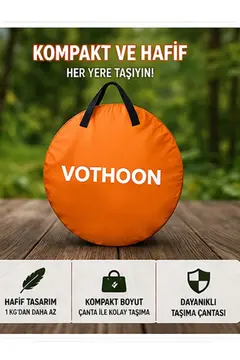Otomatik Kabin Giyinme Çadırı 120x120x190 Cm Üst Havalandırma Yan Pencereli Duş & Wc Çadırı
