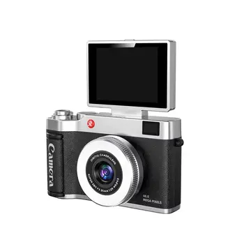4k Çantalı Dijital Retro Video Kamera 48mp 16x Zoom Işıklı (32gb) Kart Dijital Fotoğraf Makinesi Siyah