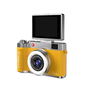 4k Çantalı Dijital Retro Video Kamera 48mp 16x Zoom Işıklı (32gb) Kart Dijital Fotoğraf Makinesi Sarı