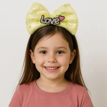 Led Işıklı Love Yazılı Pembe Fiyonk Taç – Kız Çocuk Parti Tacı