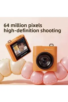 Mini Dijital Kamera 64mp 16x Digital Zoom Retro Vintage 1.4’’ekranlı Video Kamera Taşınabilir Tasarım Turuncu