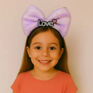 Led Işıklı Love Yazılı Pembe Fiyonk Taç – Kız Çocuk Parti Tacı