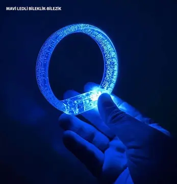 Turuncu Led Işıklı Baskı Yapılabilen Pilli Bileklik Bilezik 1,5 Cm Genişlik