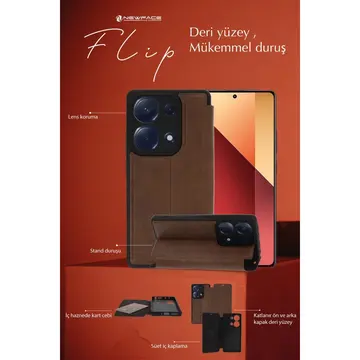 Xiaomi Redmi A3 4g Kılıf Flip Cover - Kırmızı