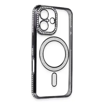 İphone 16 Kılıf Joke Simli Magneticsafe Kılıf - Siyah