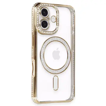 İphone 16 Kılıf Joke Simli Magneticsafe Kılıf - Gold