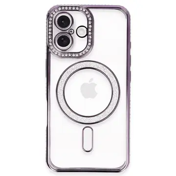 İphone 16 Kılıf Joke Simli Magneticsafe Kılıf - Derin Mor