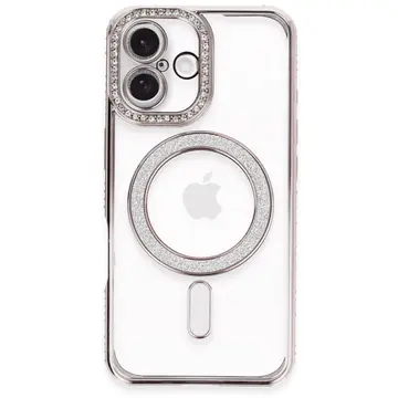 İphone 16 Kılıf Joke Simli Magneticsafe Kılıf - Pembe