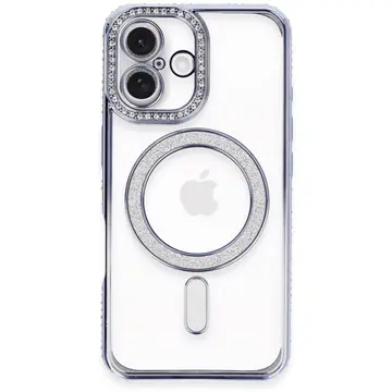 İphone 16 Plus Kılıf Joke Simli Magneticsafe Kılıf - Mavi