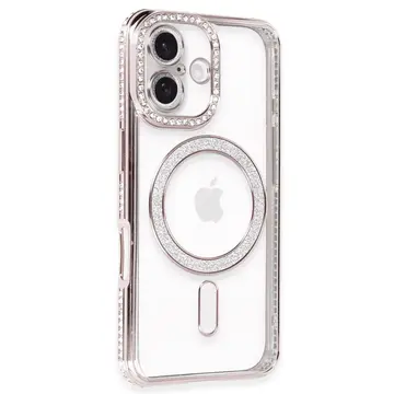İphone 16 Plus Kılıf Joke Simli Magneticsafe Kılıf - Pembe