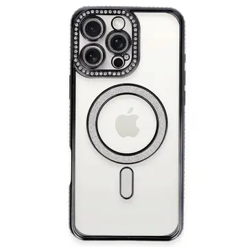 İphone 16 Pro Kılıf Joke Simli Magneticsafe Kılıf - Siyah