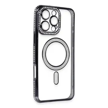 İphone 16 Pro Kılıf Joke Simli Magneticsafe Kılıf - Siyah