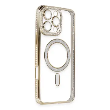 İphone 16 Pro Kılıf Joke Simli Magneticsafe Kılıf - Gold