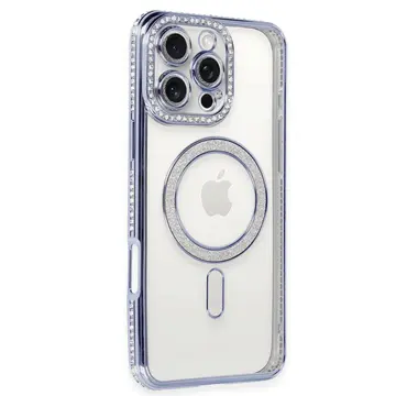 İphone 16 Pro Kılıf Joke Simli Magneticsafe Kılıf - Mavi