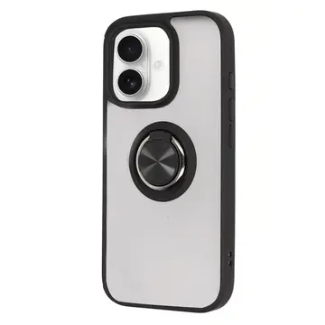 İphone 16 Kılıf Montreal Yüzüklü Silikon Kapak - Siyah