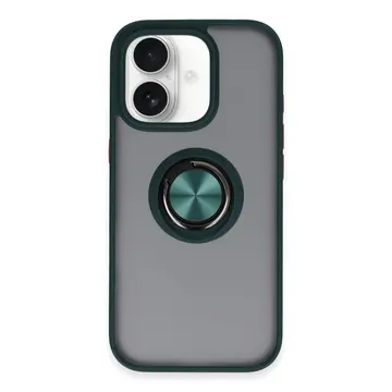 İphone 16 Kılıf Montreal Yüzüklü Silikon Kapak - Yeşil