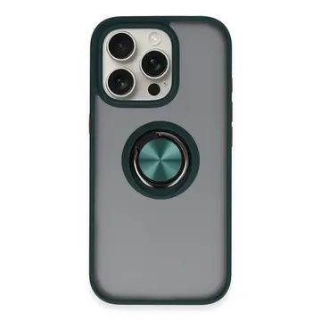 İphone 16 Pro Kılıf Montreal Yüzüklü Silikon Kapak - Yeşil