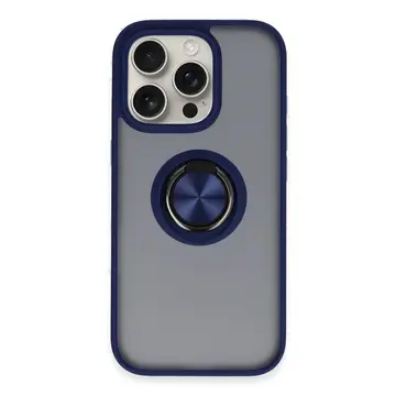 İphone 16 Pro Kılıf Montreal Yüzüklü Silikon Kapak - Lacivert