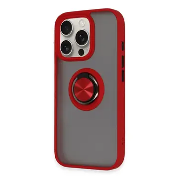 İphone 16 Pro Max Kılıf Montreal Yüzüklü Silikon Kapak - Kırmızı