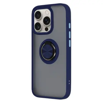 İphone 16 Pro Max Kılıf Montreal Yüzüklü Silikon Kapak - Lacivert