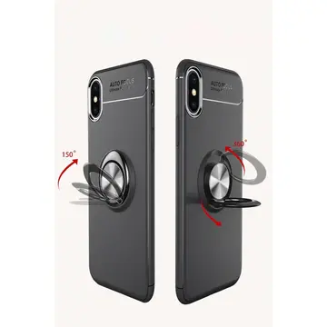 İphone Xs Max Kılıf Range Yüzüklü Silikon - Siyah-mavi