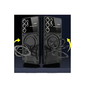 Samsung Galaxy S24 Ultra Kılıf Joy Lens Standlı Kapak - Koyu Yeşil
