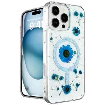 İphone 16 Pro Max Kılıf Daisy Simli Magsafe Kapak - Mavi