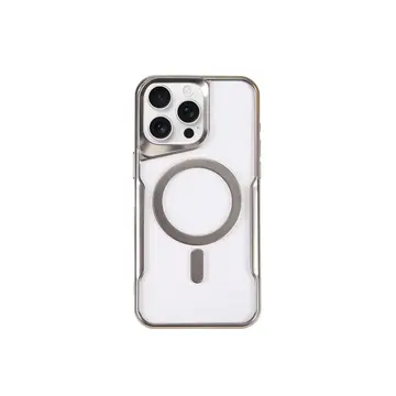 İphone 15 Pro Kılıf Boyi Magsafe Silikon Kapak - Gümüş