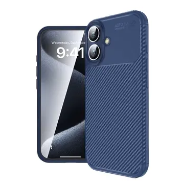 İphone 16 Kılıf Auto Focus Karbon Kapak - Lacivert