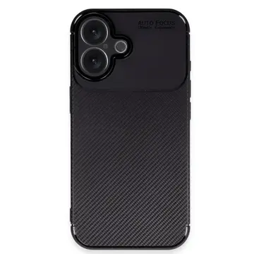 İphone 16 Plus Kılıf Auto Focus Karbon Kapak - Siyah