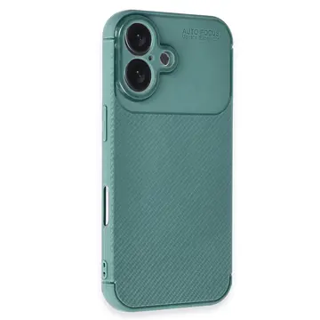 İphone 16 Plus Kılıf Auto Focus Karbon Kapak - Koyu Yeşil