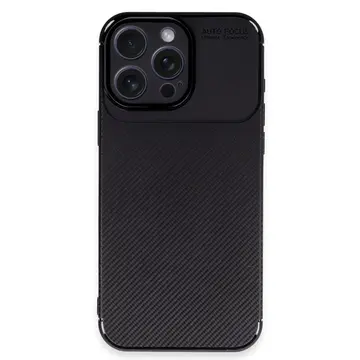İphone 16 Pro Kılıf Auto Focus Karbon Kapak - Siyah